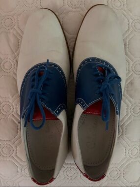 Cole Haan White and Blue Two-Tone Oxfords